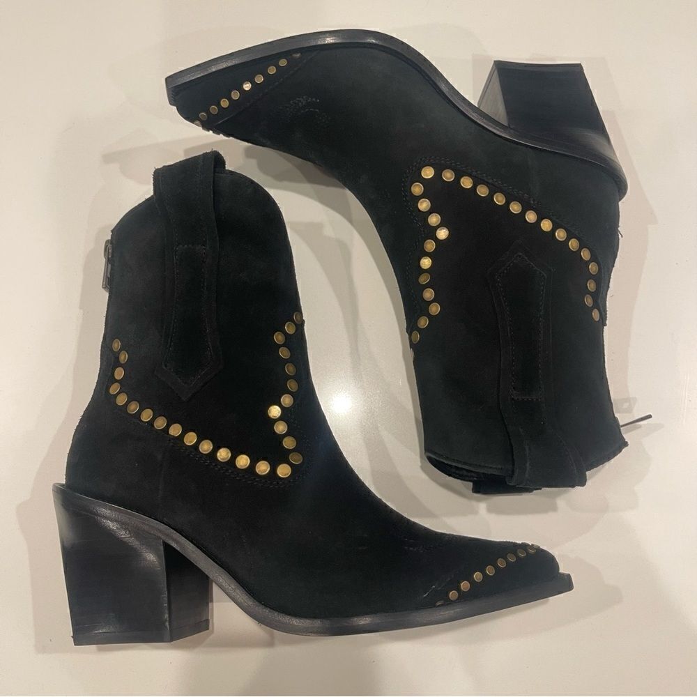Zadig & Voltaire Cara High Suede studded ankle boots  in black New in box